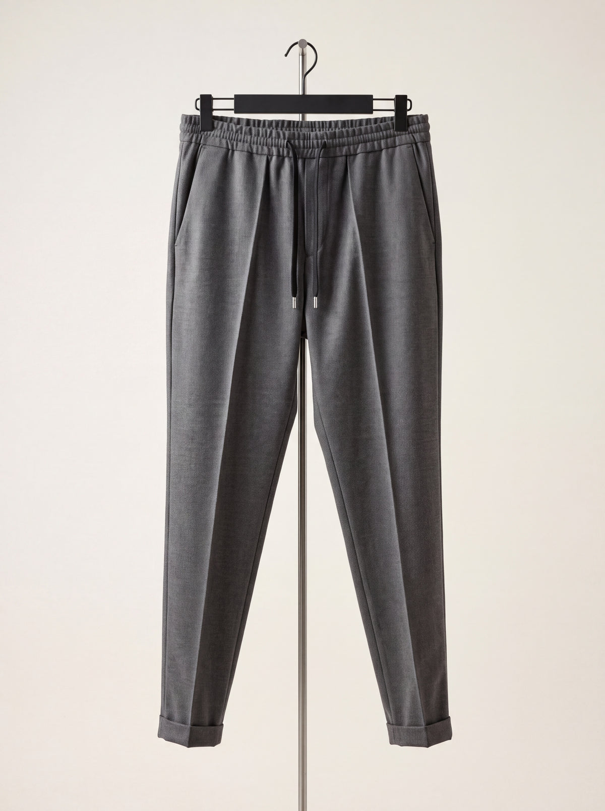 Drawstring Twill Joggers — Grey