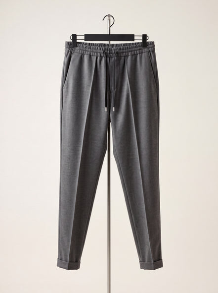 Drawstring Twill Joggers — Grey