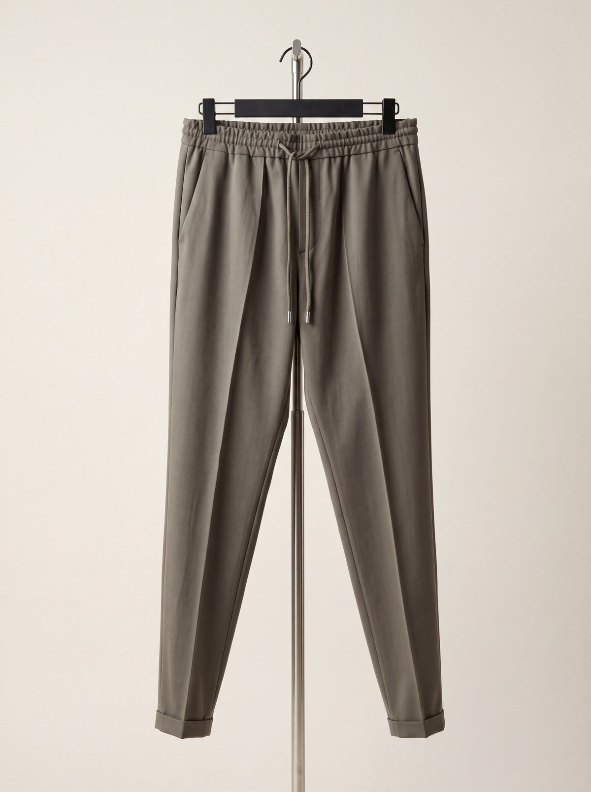 Drawstring Twill Joggers — Olive