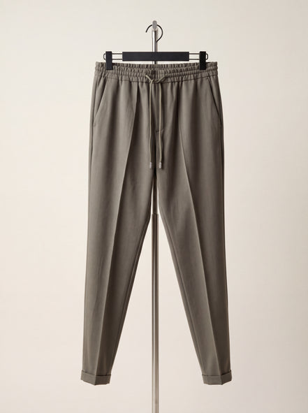 Drawstring Twill Joggers — Olive