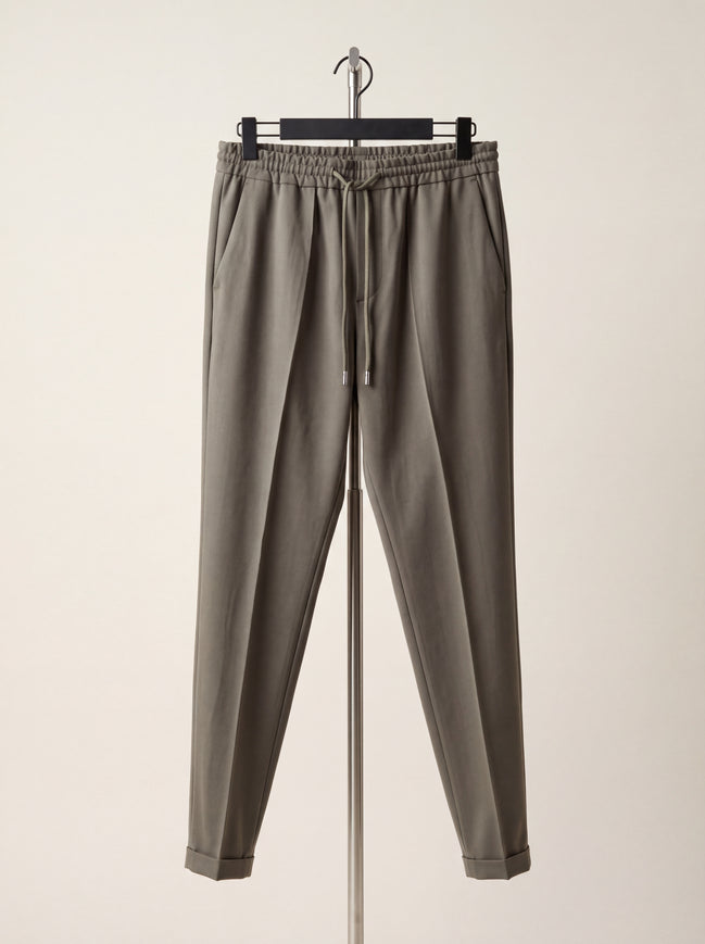 Drawstring Twill Joggers — Olive