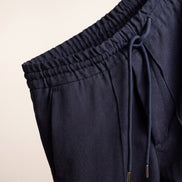 Drawstring Twill Joggers — Navy