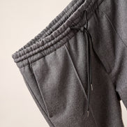 Drawstring Twill Joggers — Grey