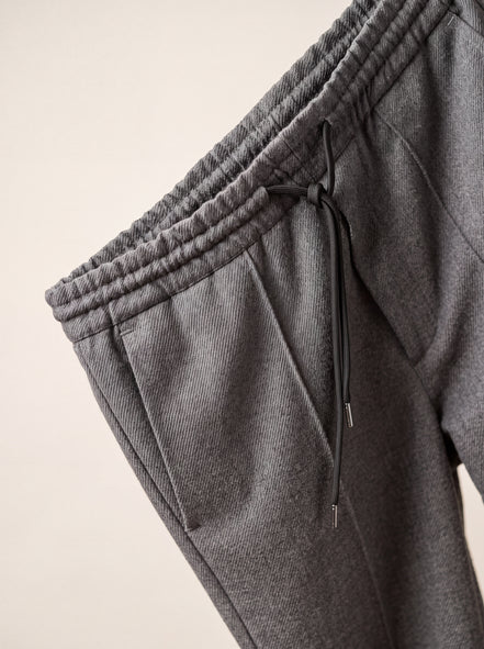 Drawstring Twill Joggers — Grey