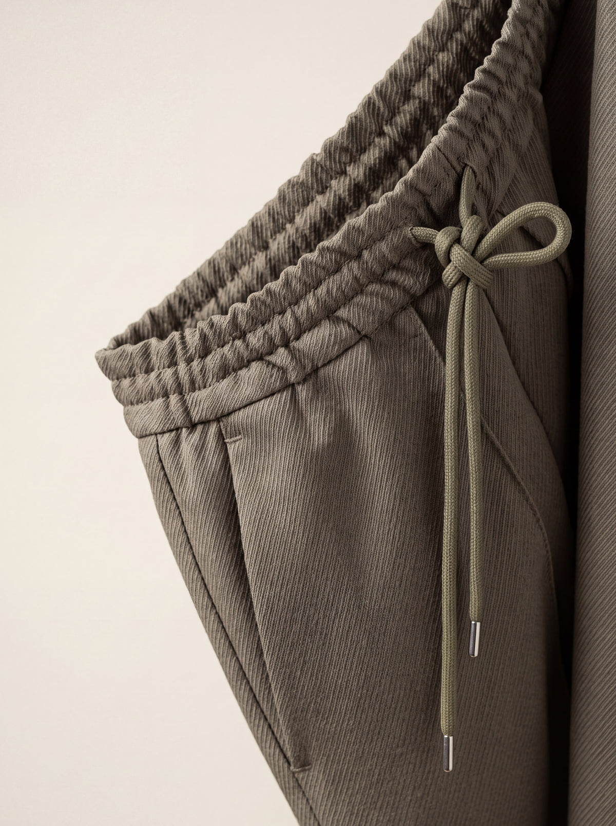 Drawstring Twill Joggers — Olive