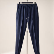 Drawstring Twill Joggers — Navy
