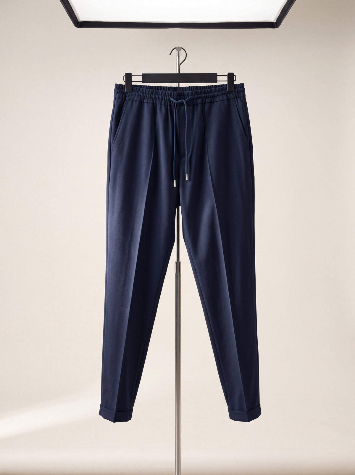 Drawstring Twill Joggers — Navy