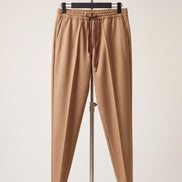 Drawstring Twill Joggers — Camel