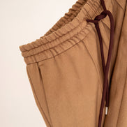 Drawstring Twill Joggers — Camel